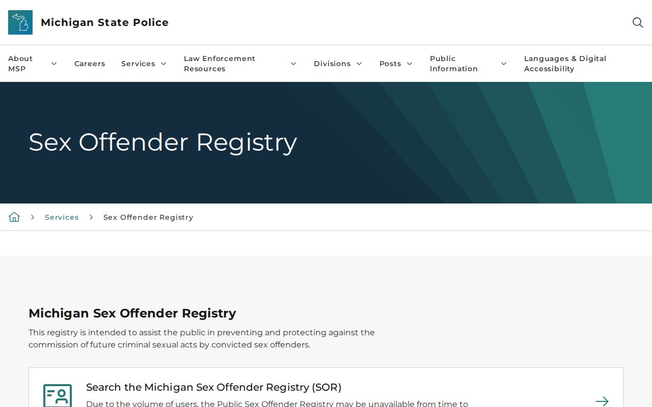 Saginaw residents directory reference to the Michigan public sex offender registry