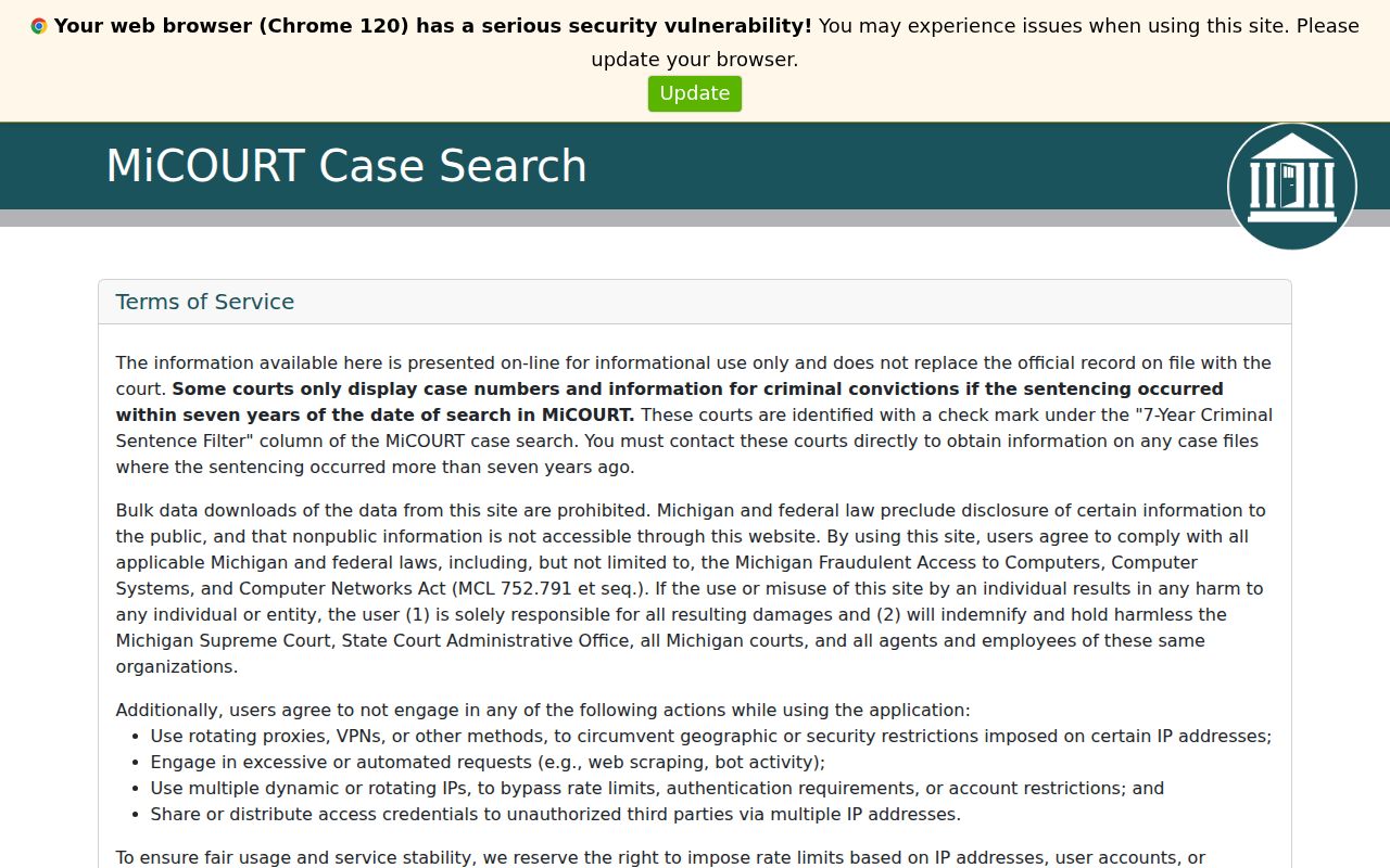 Saginaw resident lookup Michigan statewide court case search