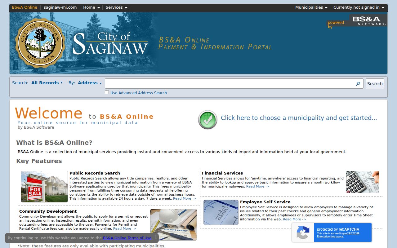 Saginaw street directory City BS&A property search